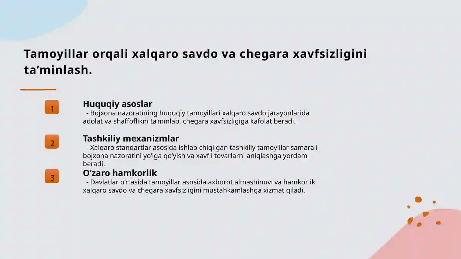Bojxona nazoratining tamoyillari va shakllari 4
