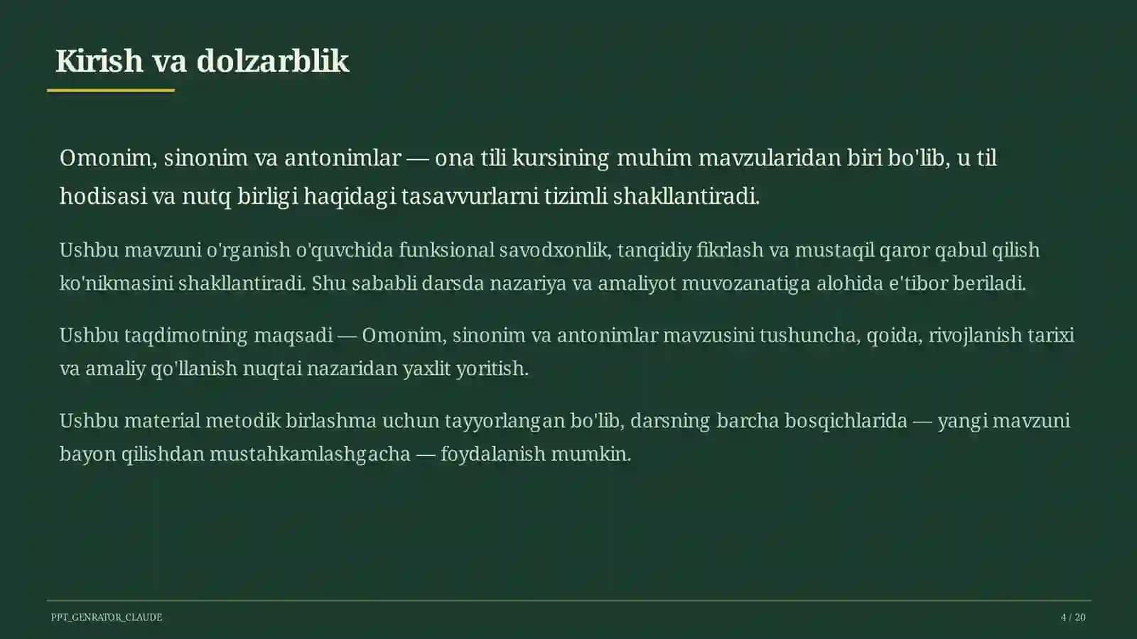 Ona tili (5–11) — metodik birlashma uchun 4