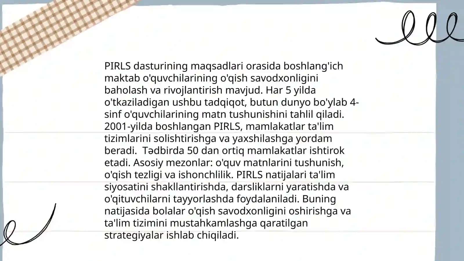 PIRLS xalqaro baxolash dasturi mohiyati 4