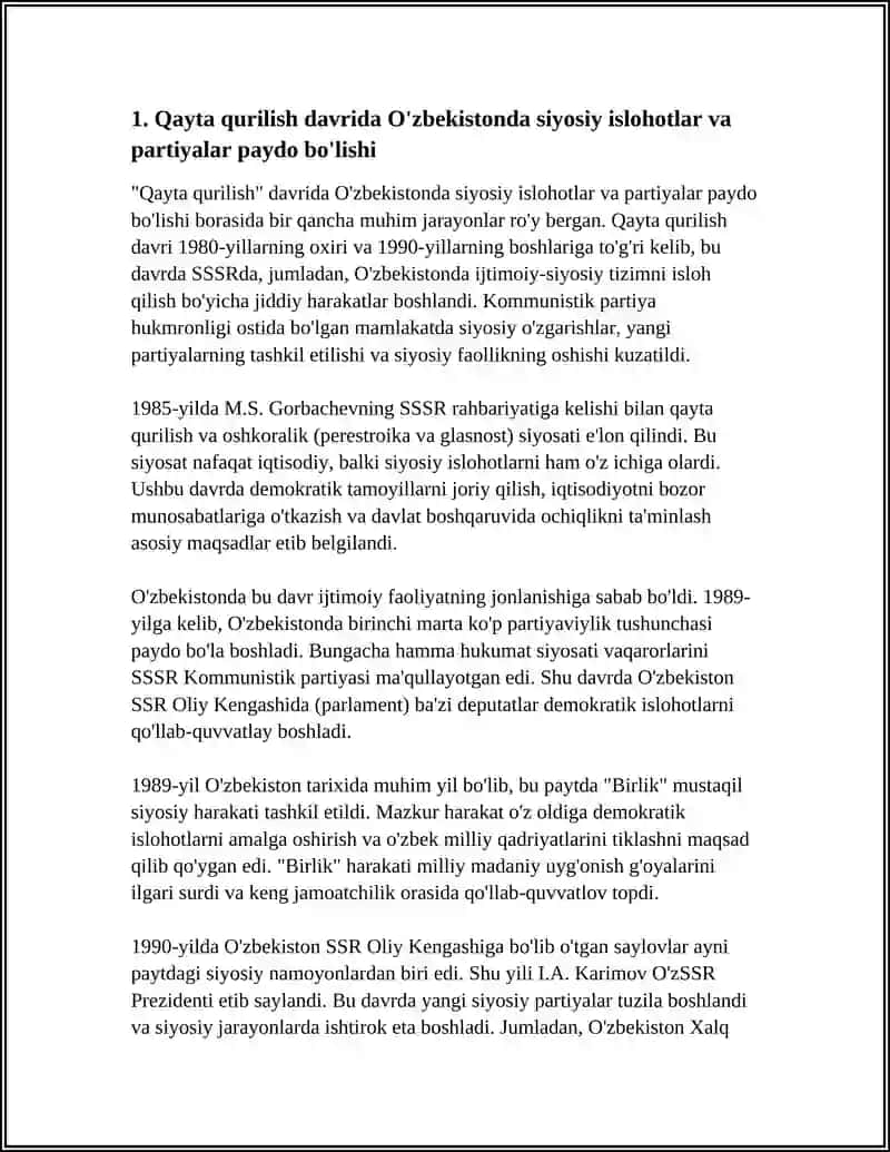 QAYTA QURILISH "YILLARIDA UZBEKISTONDA IJTIMOIY SIYOSIY VAZIYAT 4