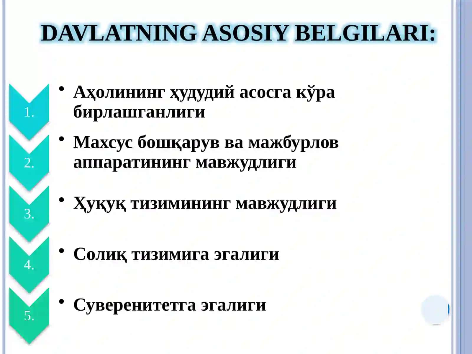 Davlat Tushunchasi va Belgilari 4