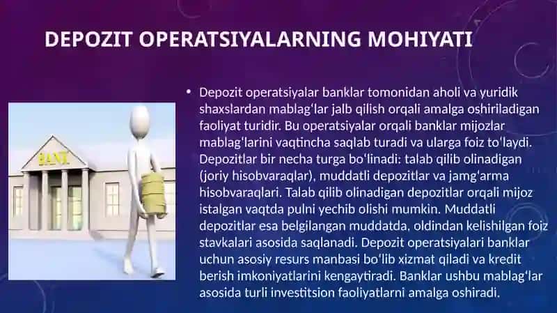 Tijorat banklarining depozit va nodepozit operatsiyalarining tavsifi 4