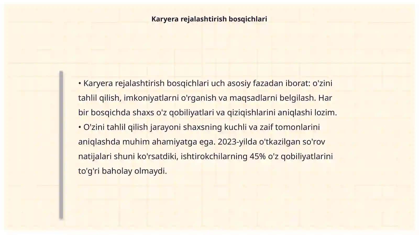 Inson resurslarini karyerasini rejalashtirish va rivojlantirish 4
