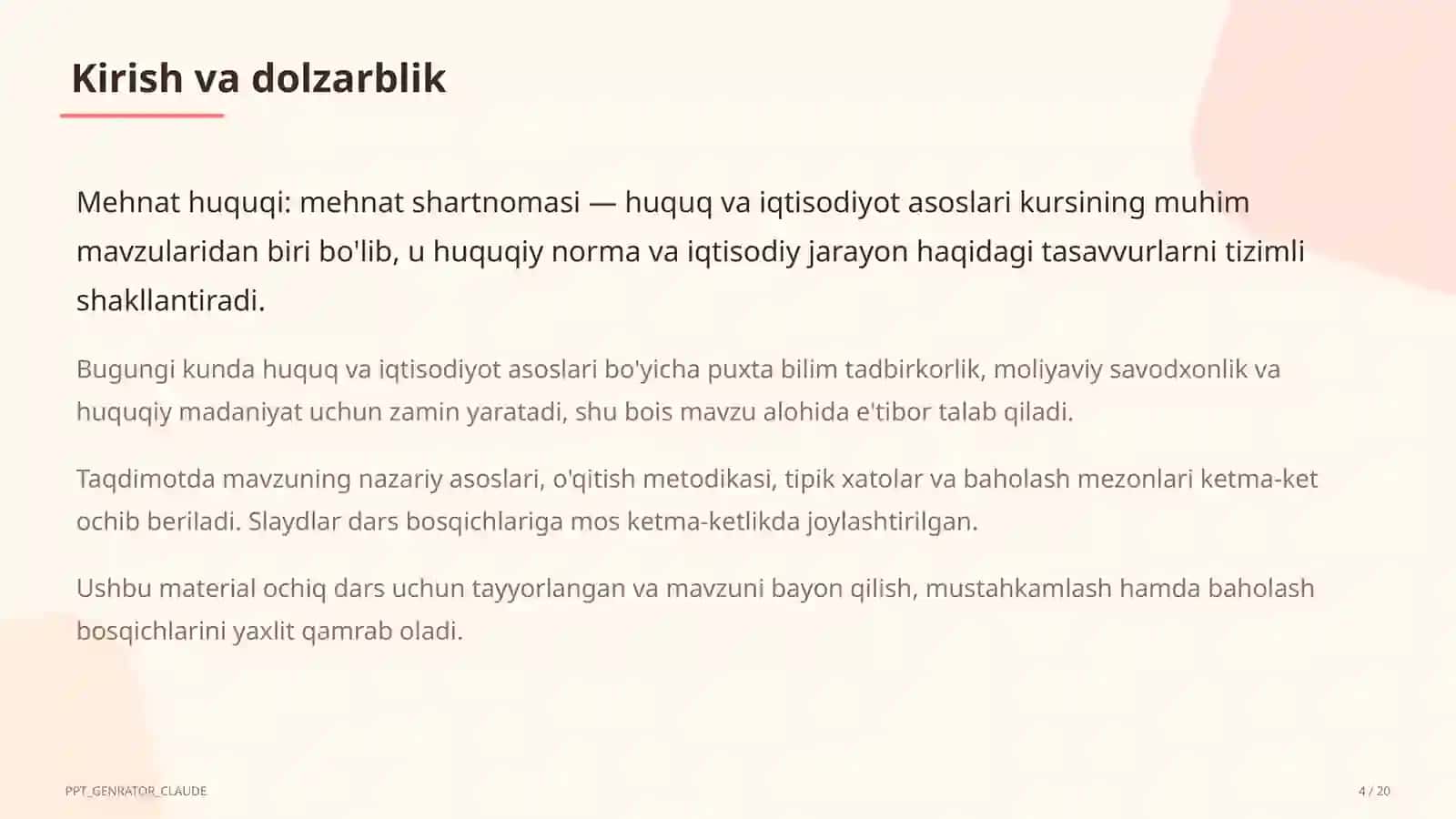 Mehnat huquqi: mehnat shartnomasi (9-sinf) 4