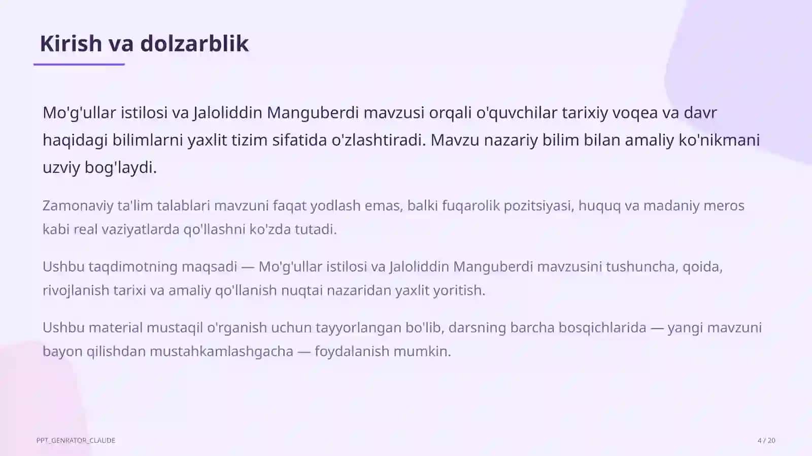 Mo'g'ullar istilosi va Jaloliddin Manguberdi (7-sinf) 4