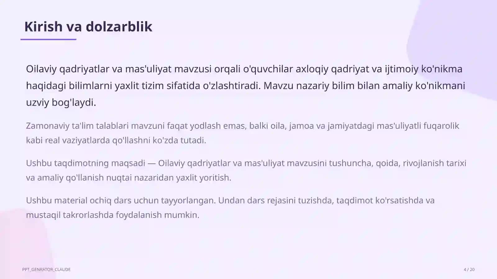 Oilaviy qadriyatlar va mas'uliyat (10-sinf) 4