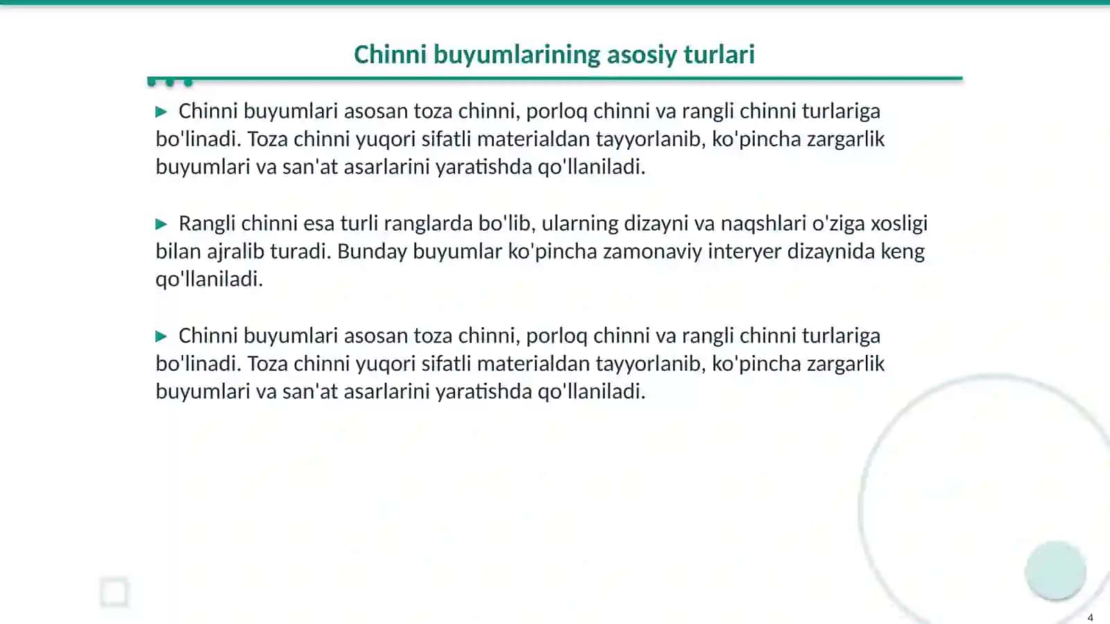 Chinni buyumlarining turlari 4