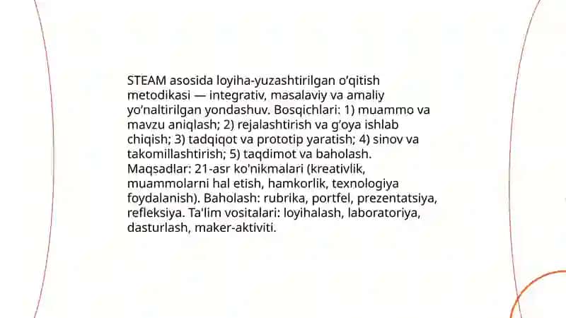 STEAM taʼlim texnologiyasi va loyihalashtirish 4