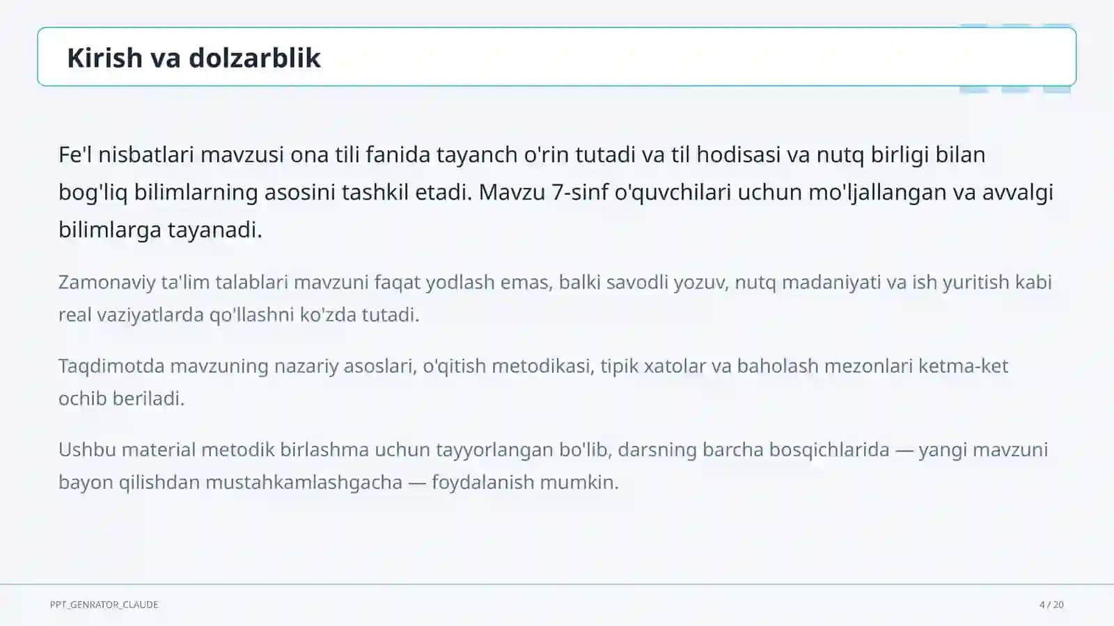 Fe'l nisbatlari (7-sinf) 4