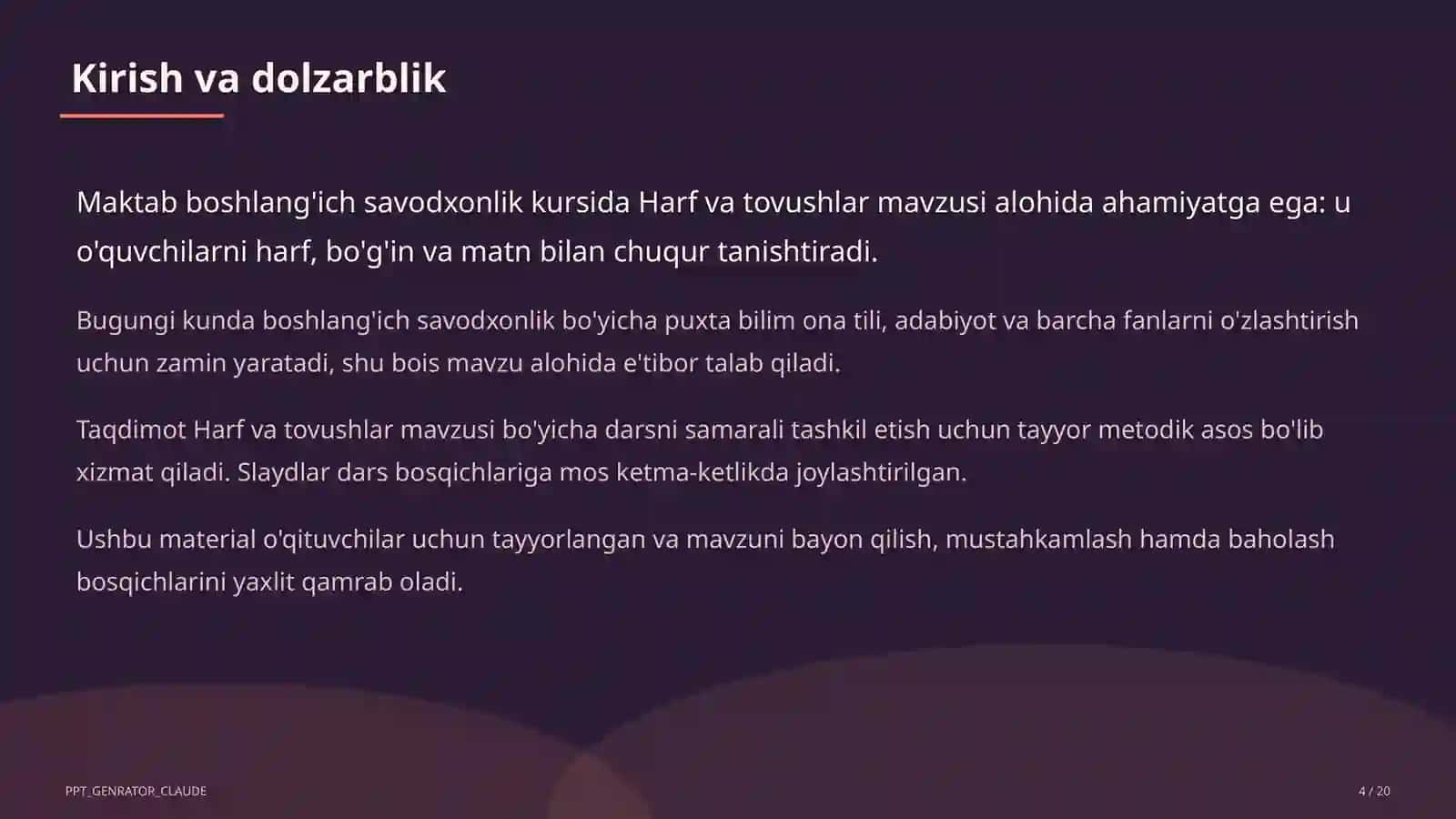 Harf va tovushlar (1-sinf) 4