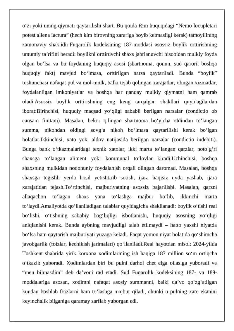 Asossiz boylik orttirish oqibatida kelib chiqadigan majburiyatlar 4