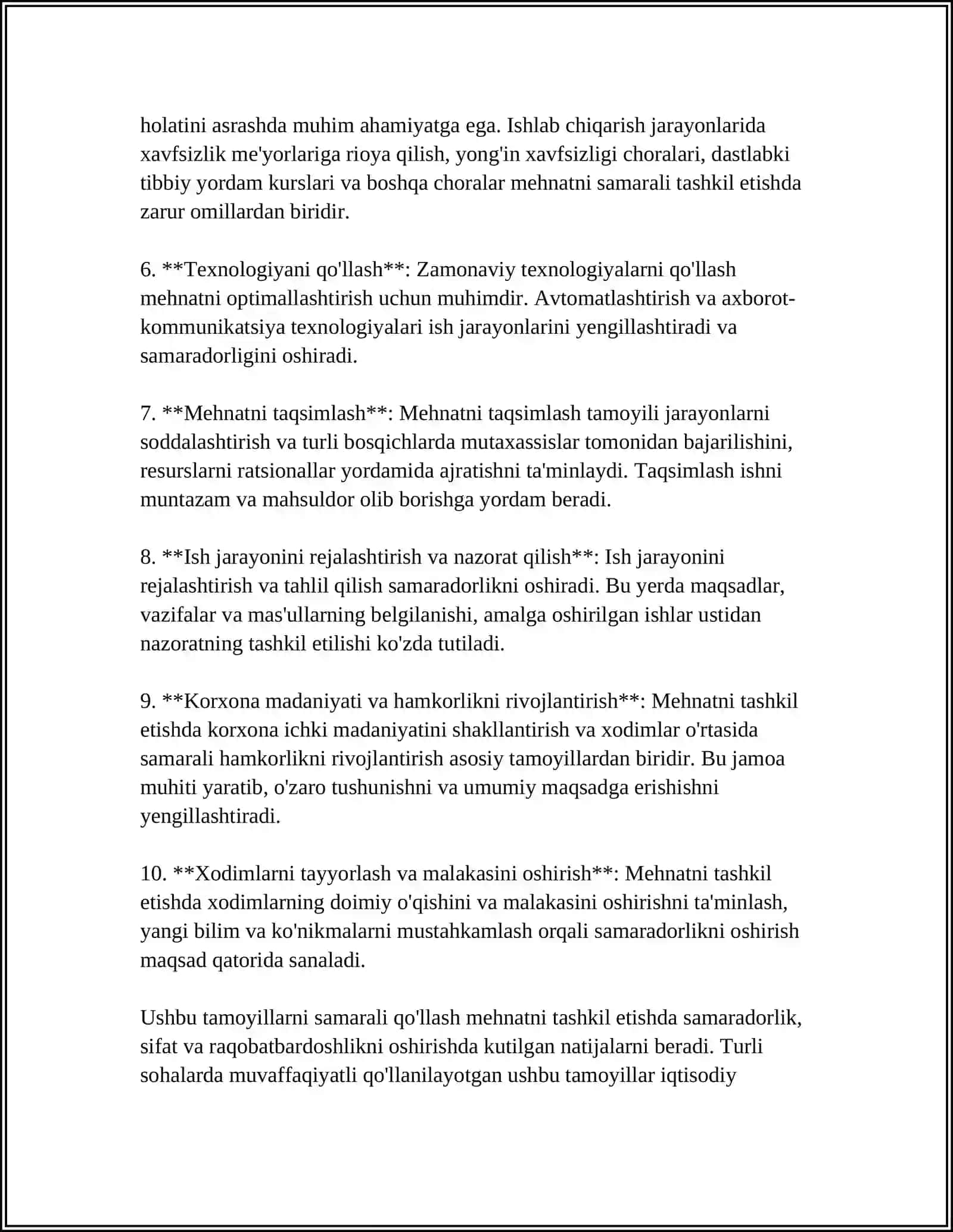 MEHNATNI TASHKIL ETISH VA REJALASHTIRISH 4