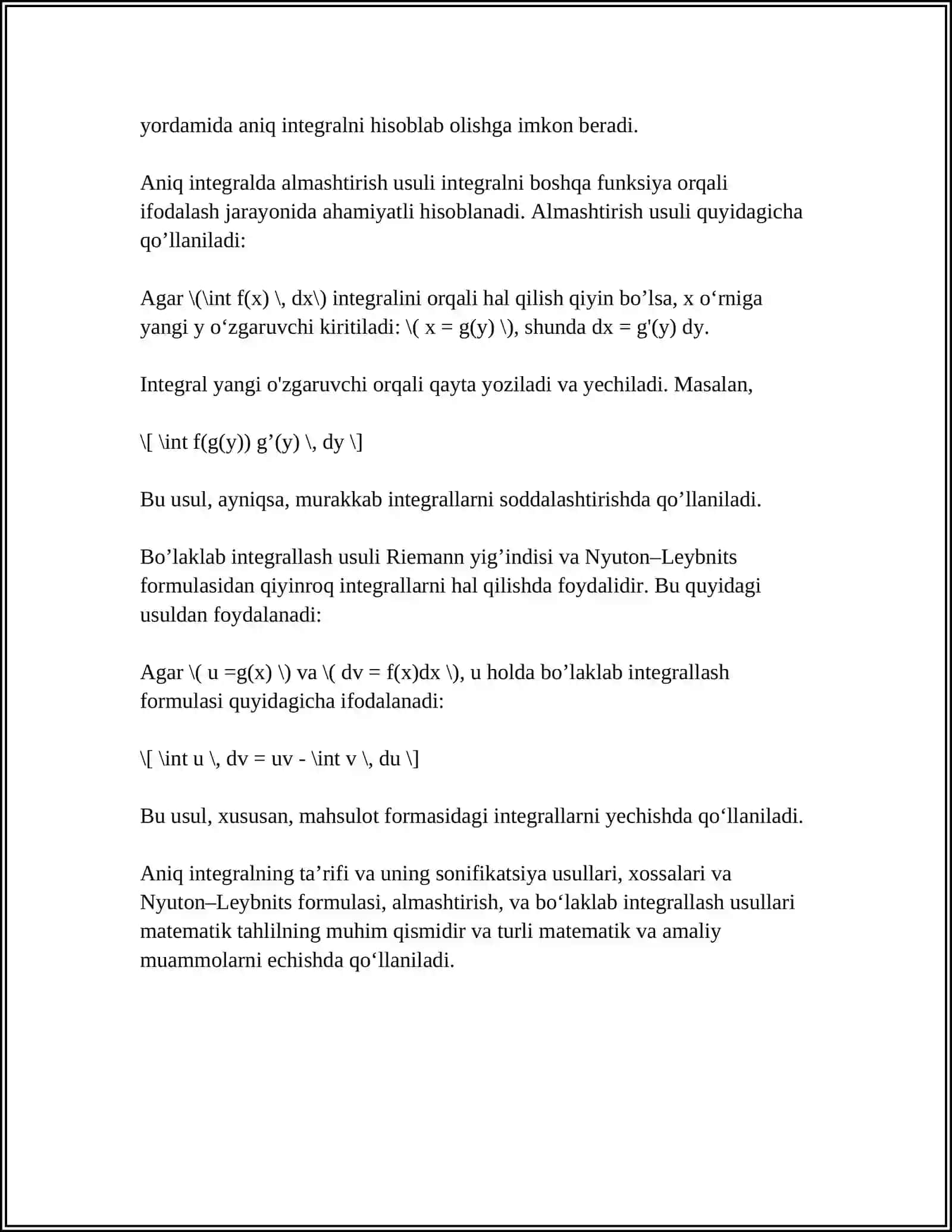 ANIQ INTEGRAL VA UNING XOSSALARI 4