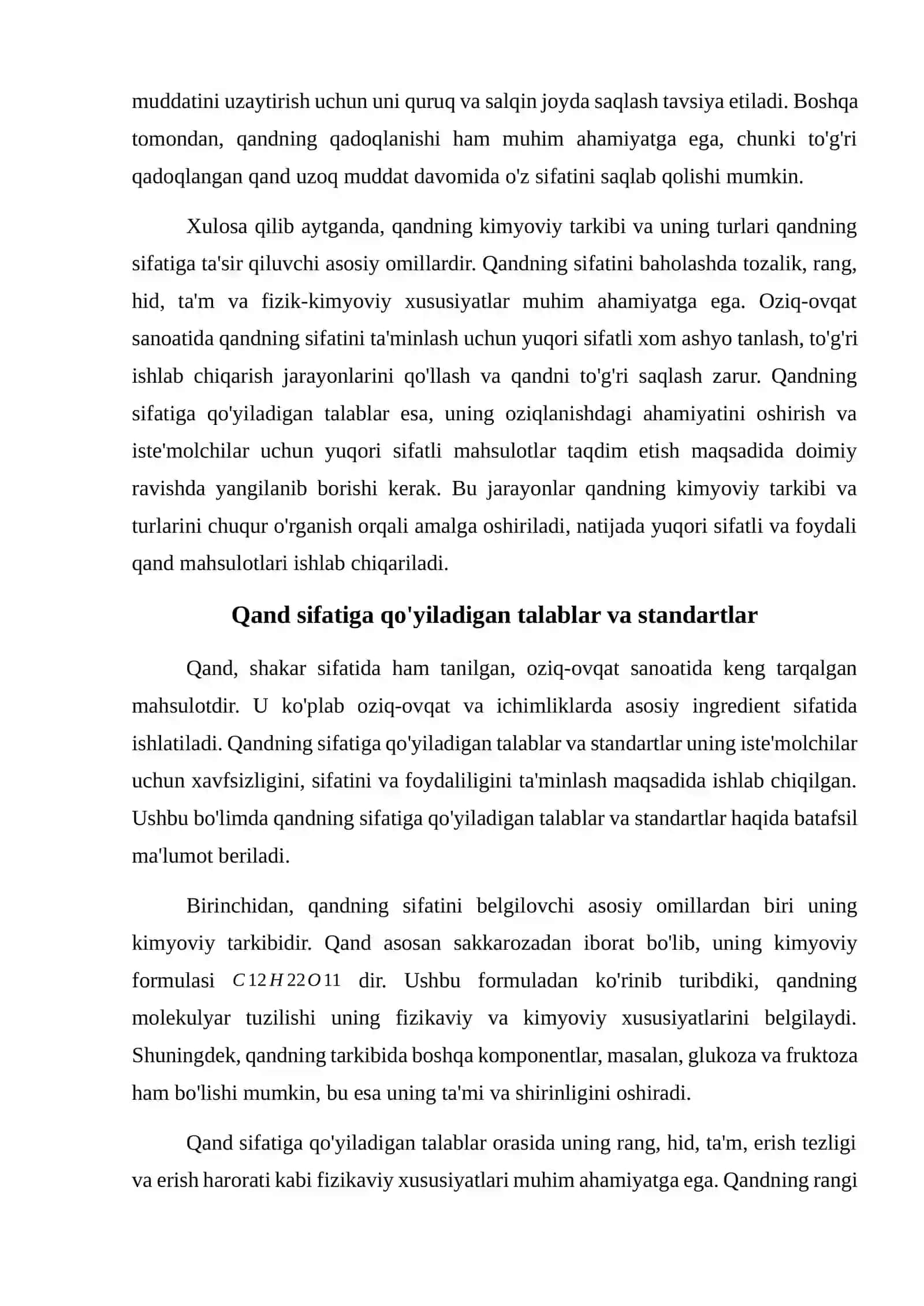 Qand sifatiga qo'yiladigon talablar 4