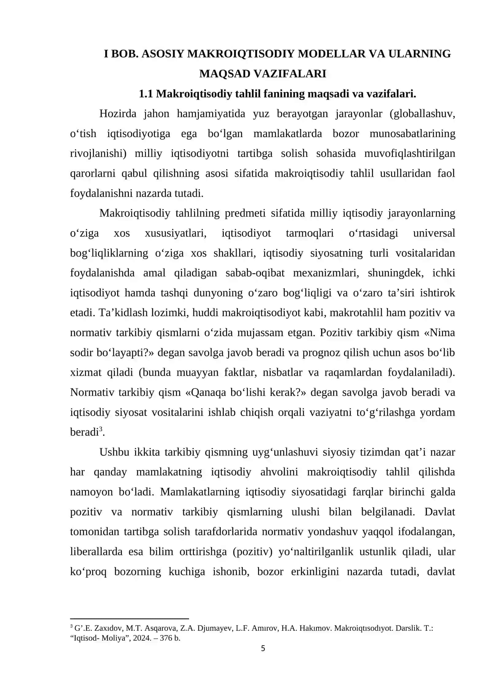 Asosiy makroiqtisodiy modеllarning qiyosiy tahlili kurs ishi 4