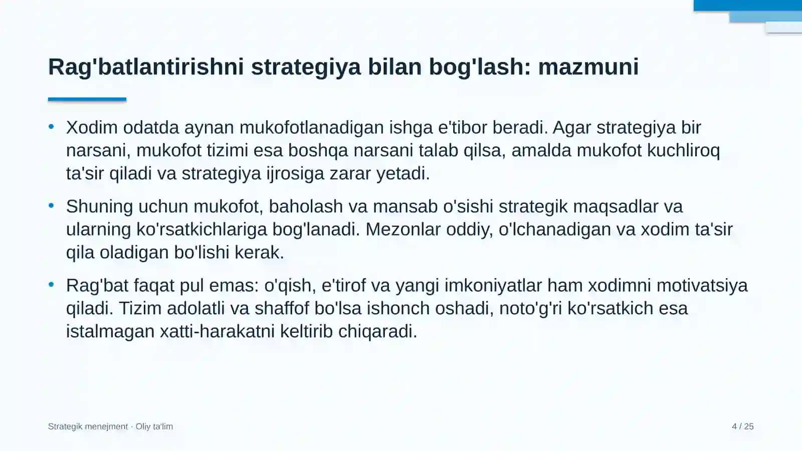 Strategik Menejment · Oliy Ta'lím 4