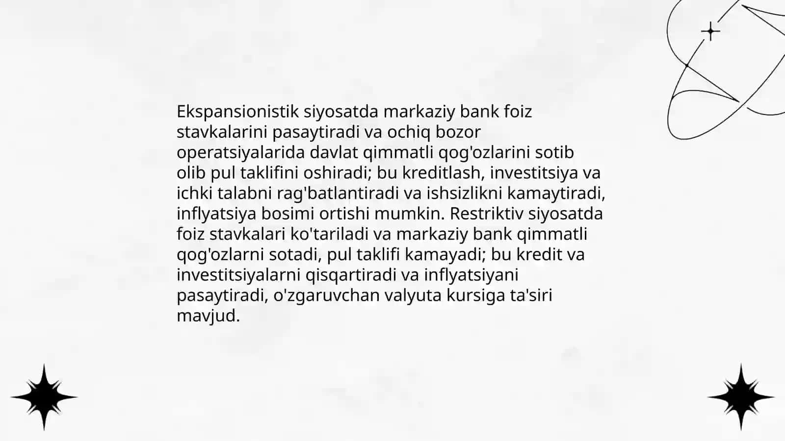 Ekspansionistik Va restriktiv monetar siyosatining Farqli jihatlari 4
