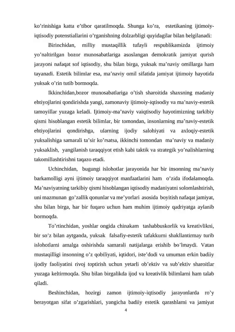 "ESTETIKANING IJTIMOIY-IQTISODIY POTENTSIALLARI VA ISTIQBOLLARI" 4