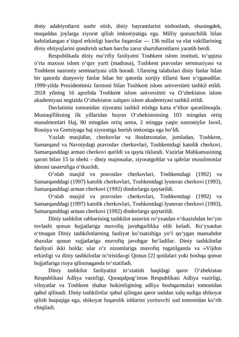 O’zbekistonda diniy tashkilotlar va konfessiyalar faoliyati dinamikasi 4
