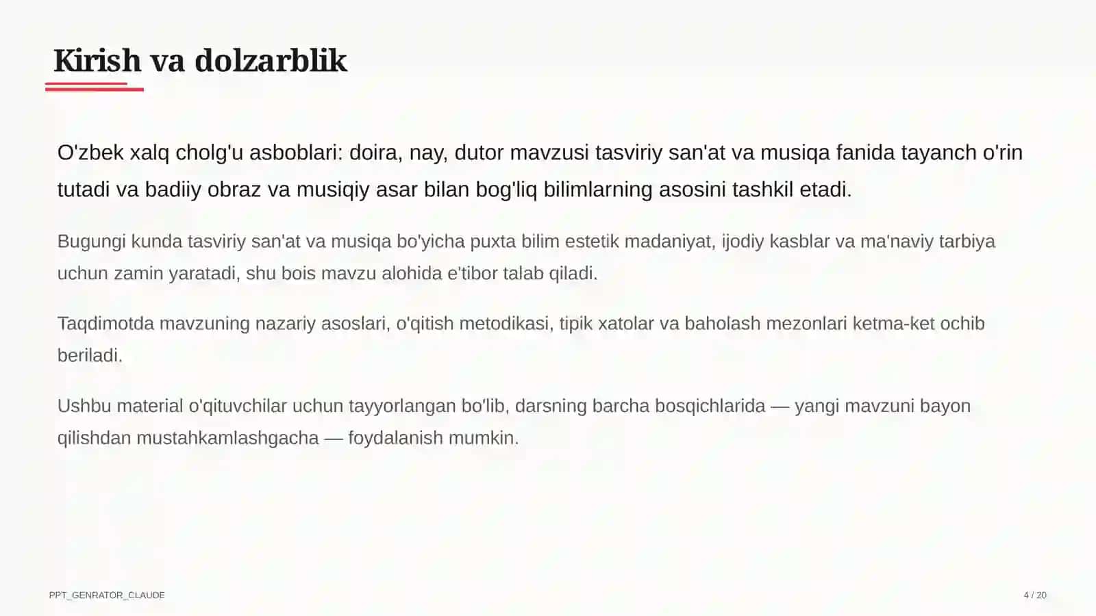 O'zbek xalq cholg'u asboblari: doira, nay, dutor (2-sinf) 4