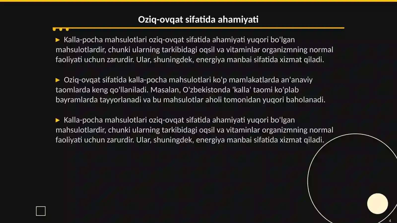 Kalla-pocha mahsulotlarining tavsifi va qoʻllanilishini 4