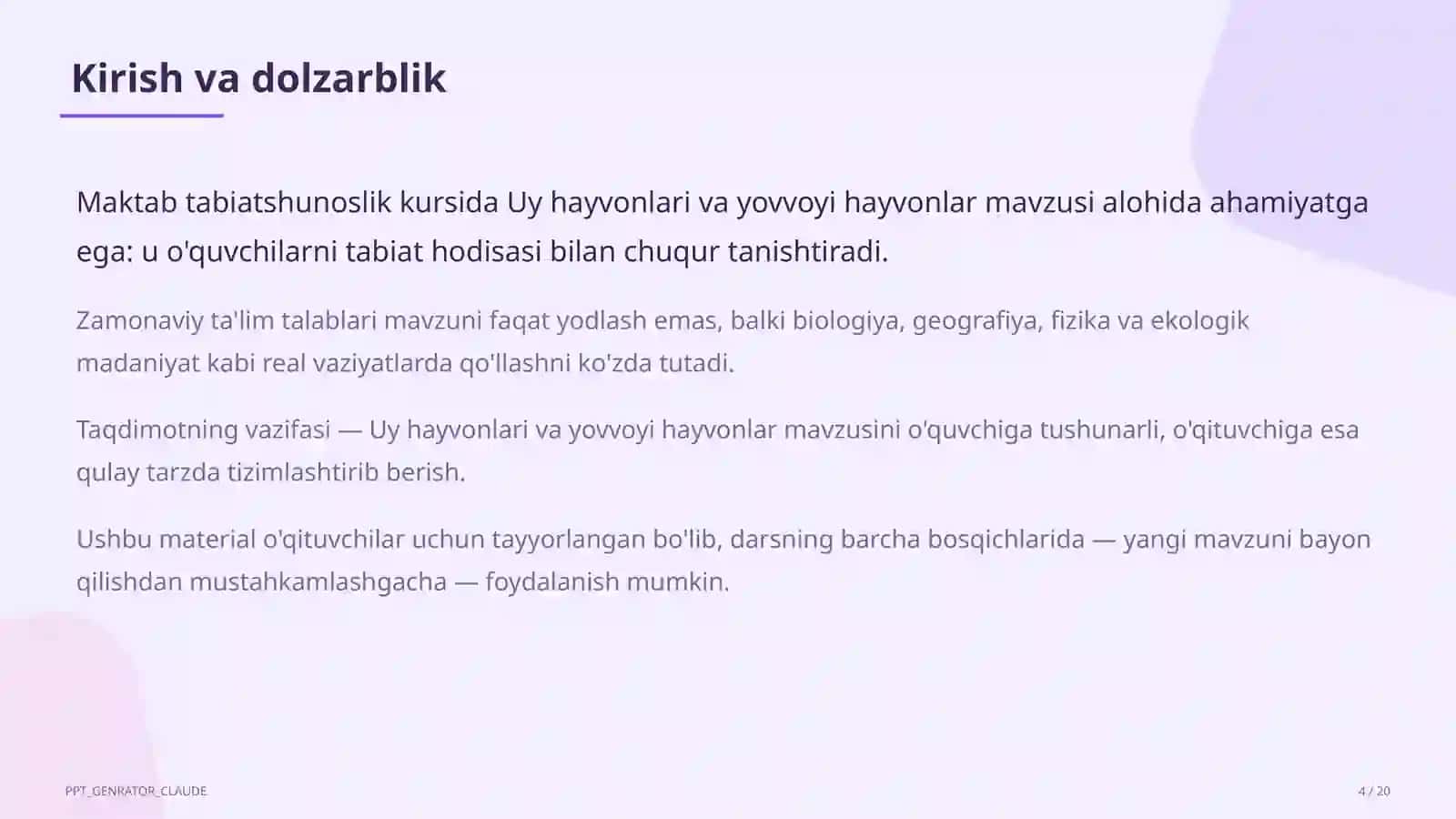Uy hayvonlari va yovvoyi hayvonlar (1-sinf) 4