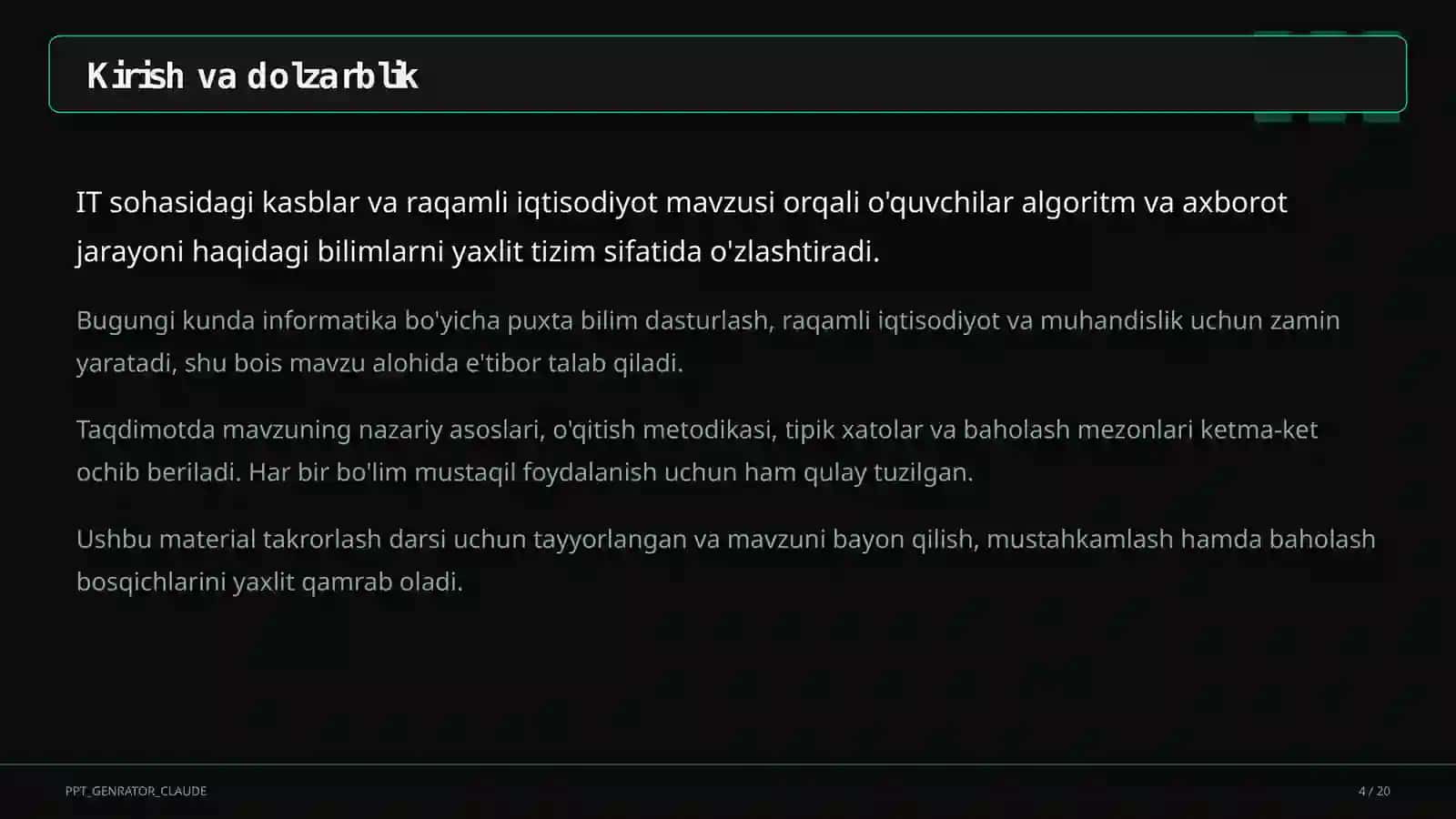 Informatika va axborot texnologiyalari (5–11) — takrorlash darsi uchun 4