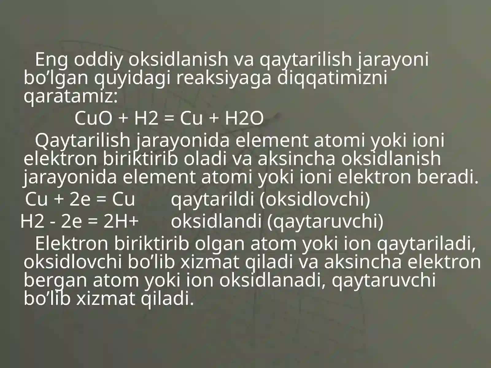Oksidlanish va qaytarilish jarayonlari 4