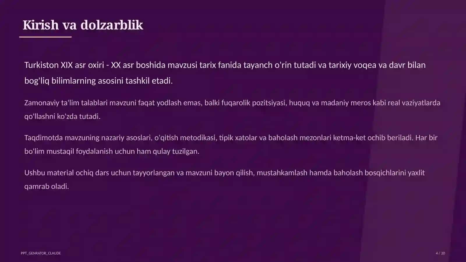 Turkiston XIX asr oxiri - XX asr boshida (9-sinf) 4