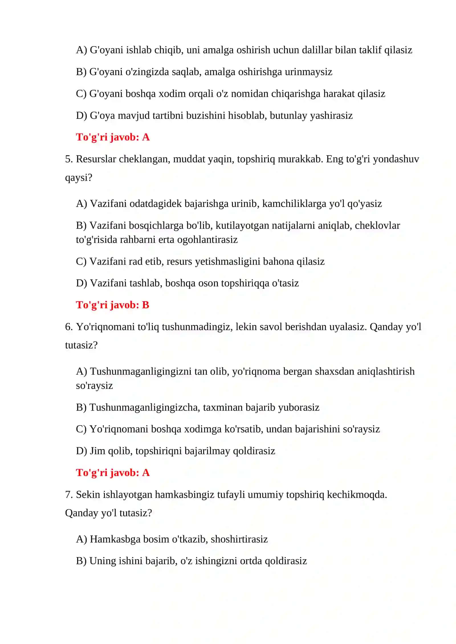 BOJXONA PSIXOLOGIK TEST SAVOLLARI 4