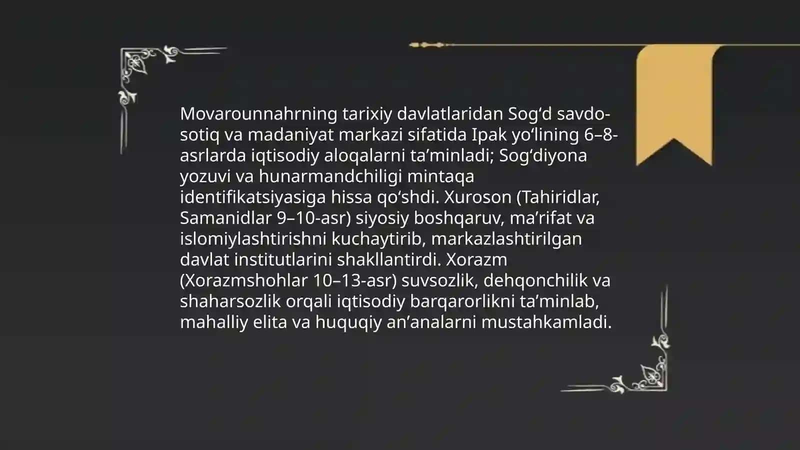 Oʻzbekiston Respublikasi milliy davlat chiligining shakllanishi va rivojlanishi 4