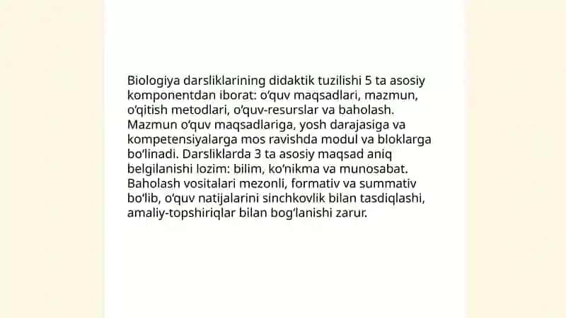 Biologiya darsliklarini tahlil qilish va uning turlari 4
