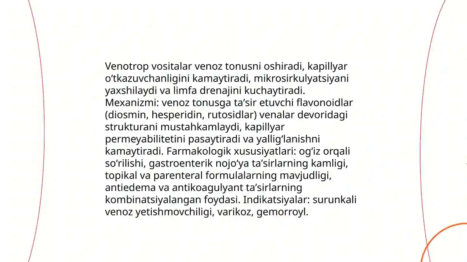 Angioprotektorlar, Venotrop vositalar, Ateroskleroz qarshi vositalar 4