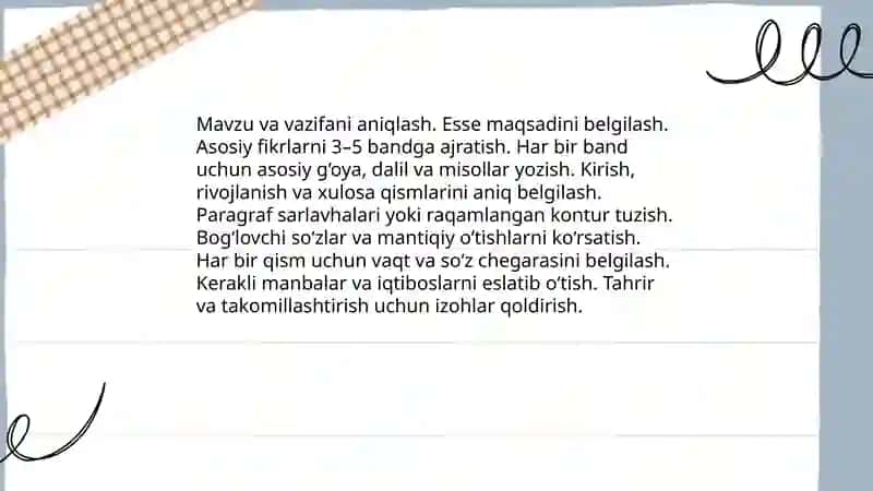 Esse yozish tartibi 4