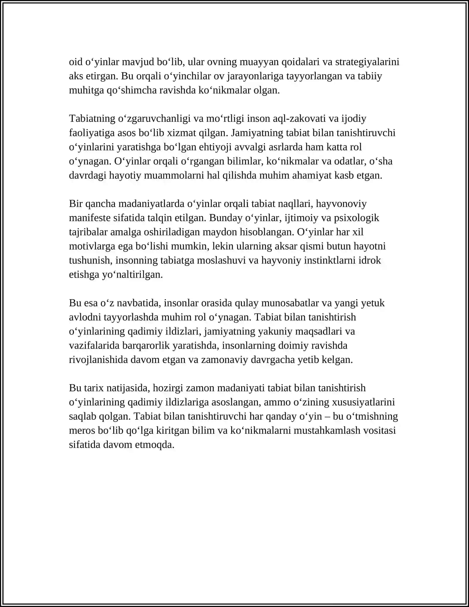 TABIAT BILAN TANISHTIRISH O'YINLARINI VUJUDGA KELISH TARIXI 4