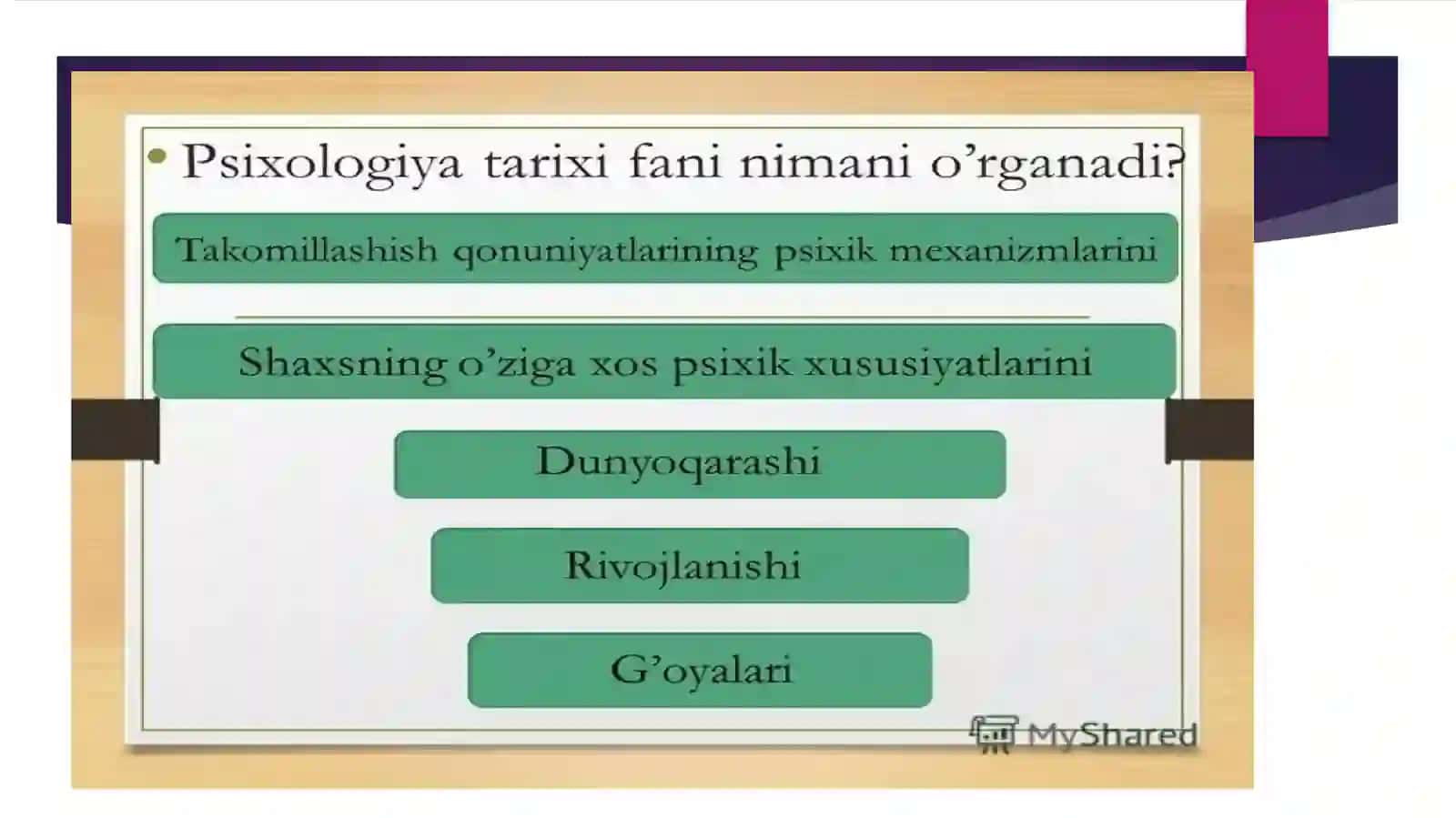 Psixologiya tarixi fanining predmeti va vazifalari 4