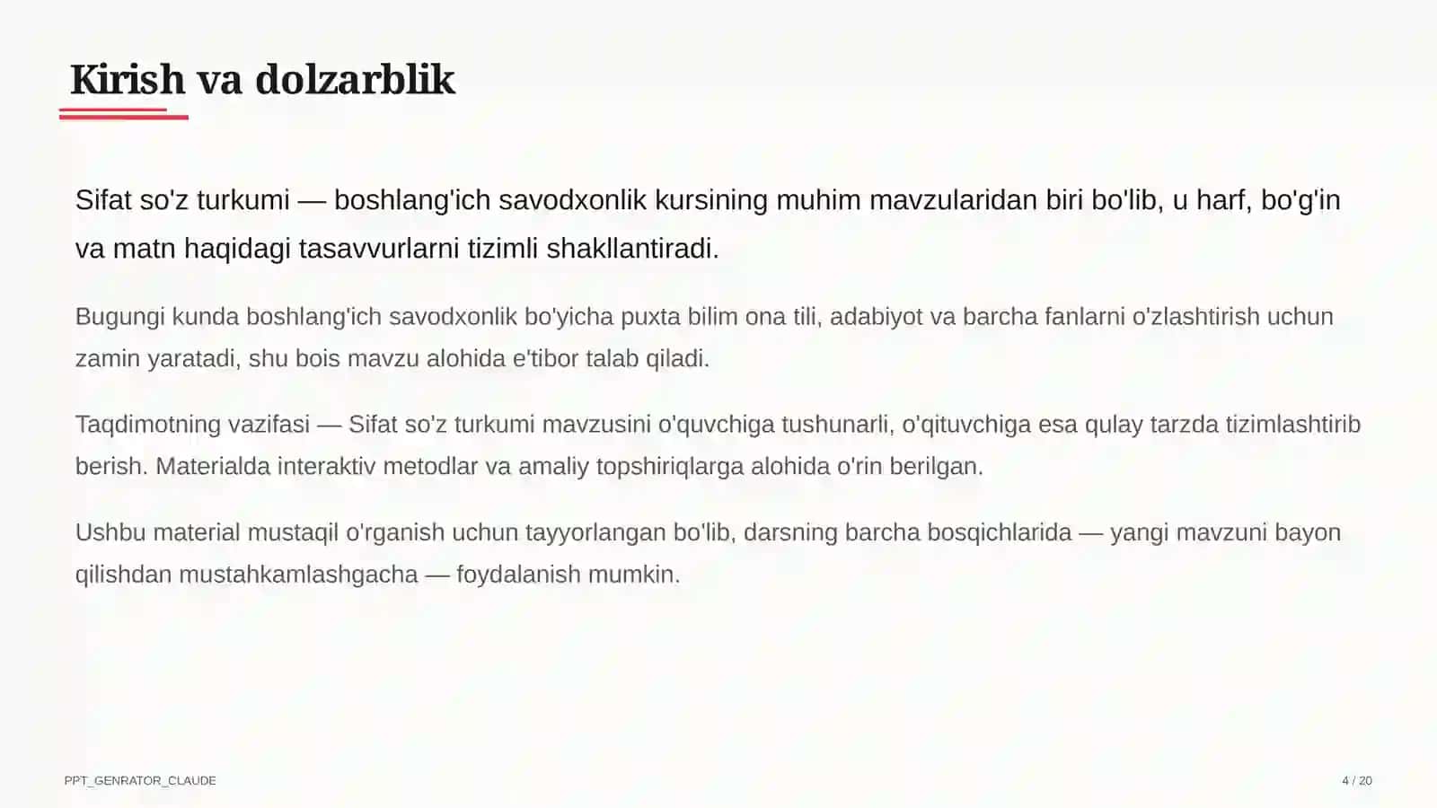 Sifat so'z turkumi (3-sinf) 4