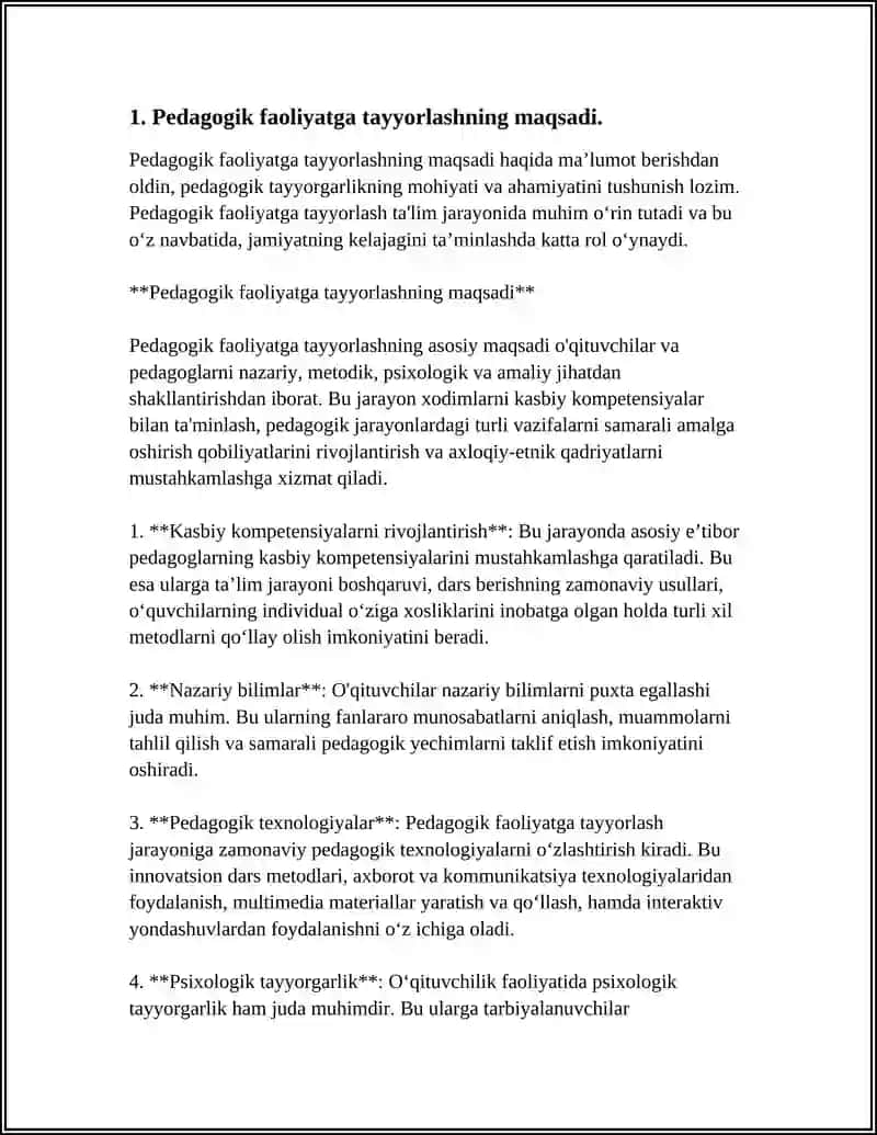 TALABALARNI PEDAGOGIK FAOLIYATGA TAYYORLASH TAKTIKASI 4