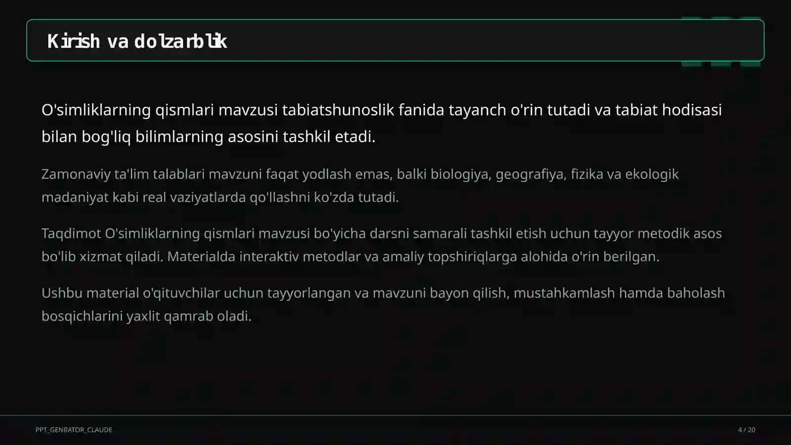 O'simliklarning qismlari (2-sinf) 4