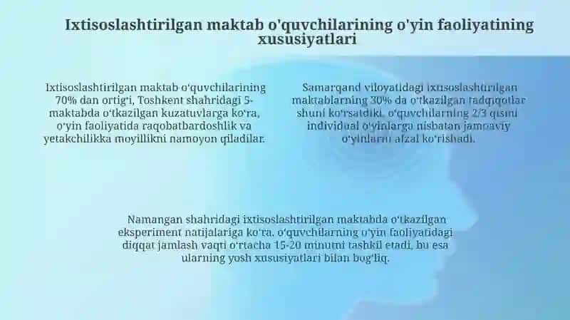 Maxsus maktab o‘quvchilarini o‘yin, o‘quv, mehnat faoliyati xususiyatlarini o‘rganish 4