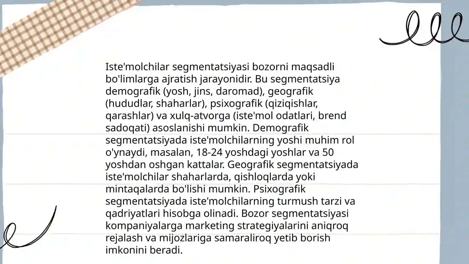 Bozor segmentatsiyasi va tovarni bozorda pozitsiyalashtirish 4