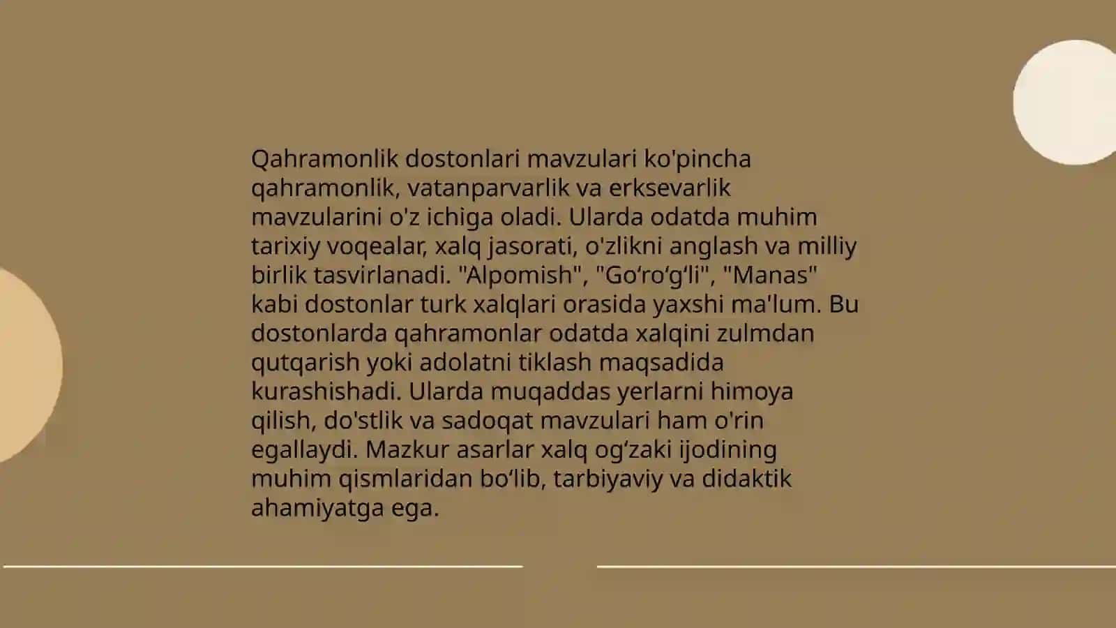 Dostonchilik maktablari va ularning anʼanalari. Qahramonlik dostonlari xususi yatlari 4