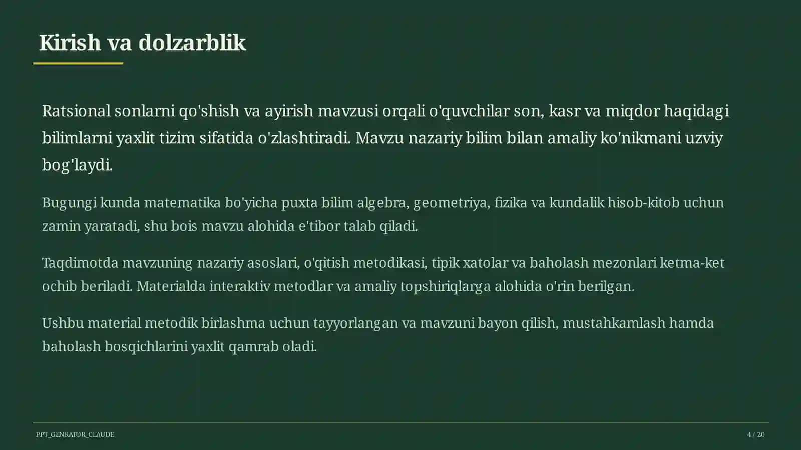 Ratsional sonlarni qo'shish va ayirish (6-sinf) 4