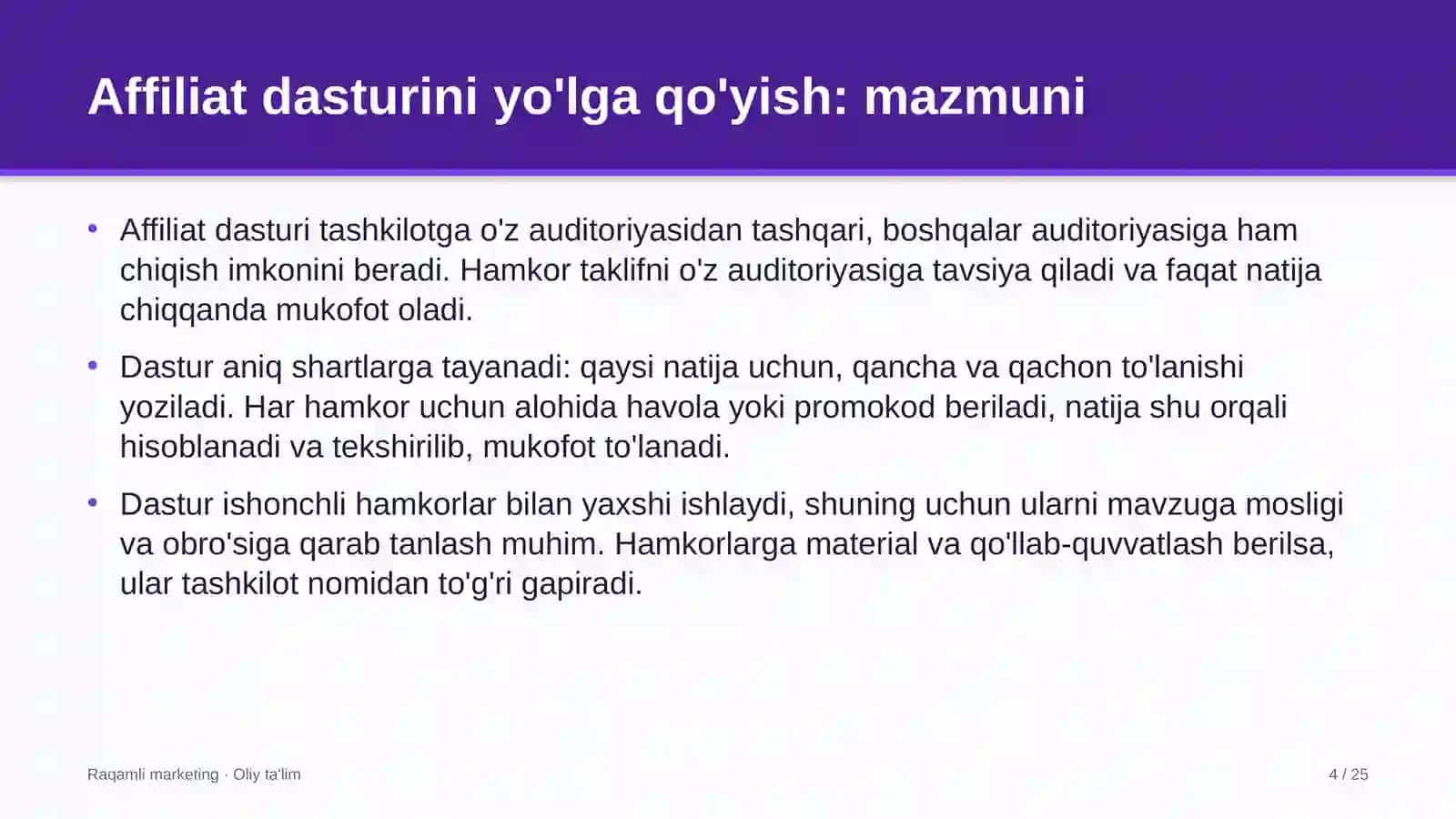 tuyachilikda affiliat dasturini yo'lga qo'yish 9776 4