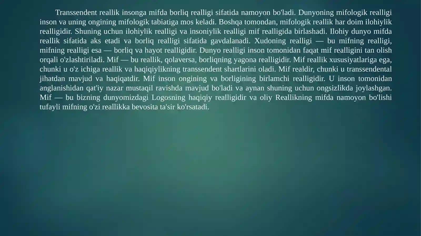 Adabiyotshunoslik - Adabiyotda miforealizm yo'nalishi 4