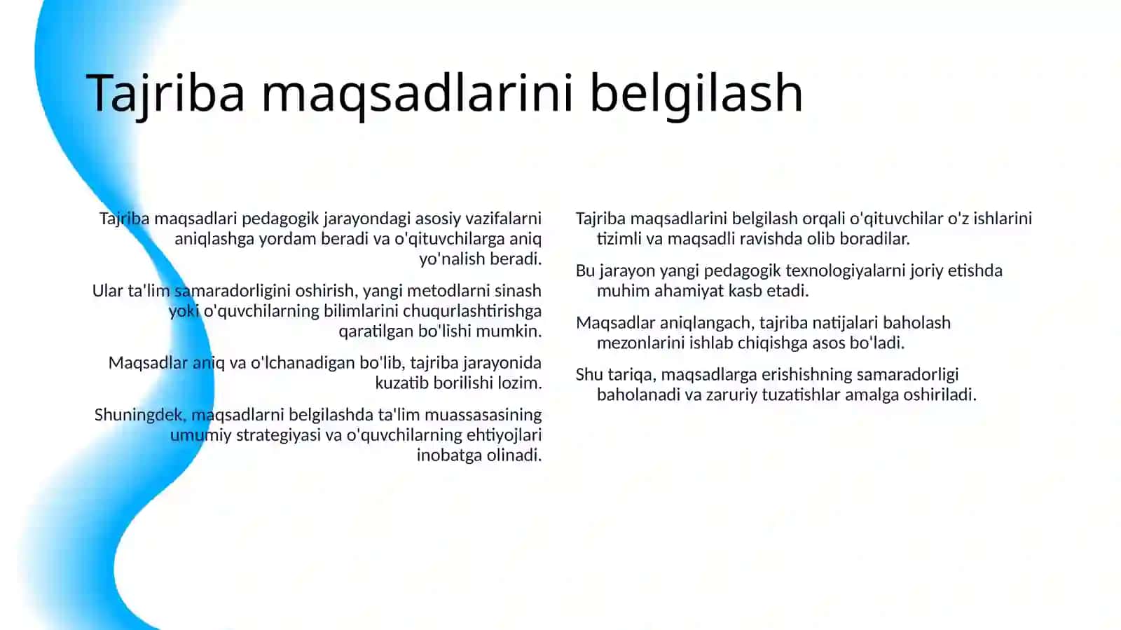 PEDAGOGIK TAJRIBANI TASHKIL ETISH SHARTLARI 4