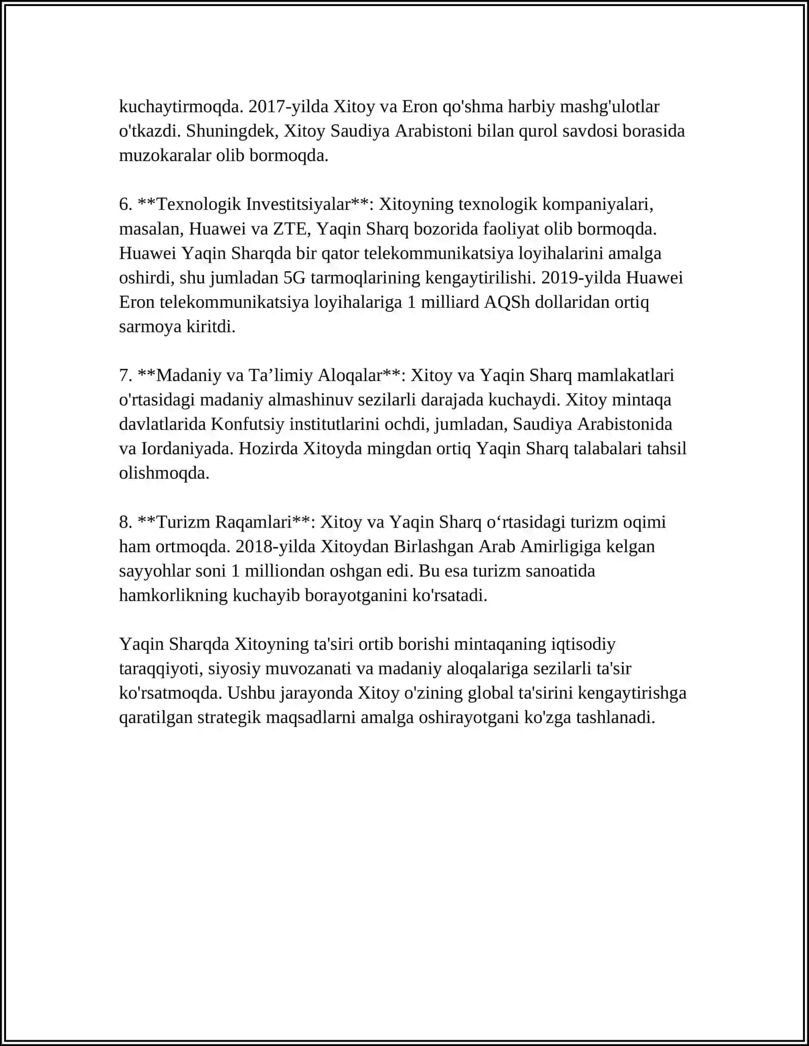 MUSTAQIL ISH Mavzu: YAQIN VA O'RTA SHARQADA XALQARO MUNOSABATLAR 4
