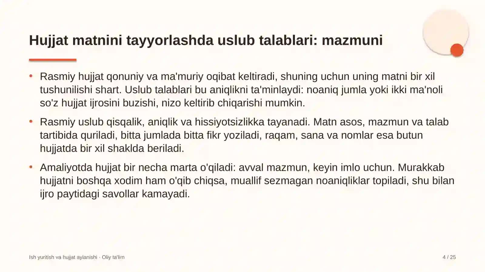 Klining kompaniyalarida hujjatlar matnini tayyorlashda uslub talablari 4