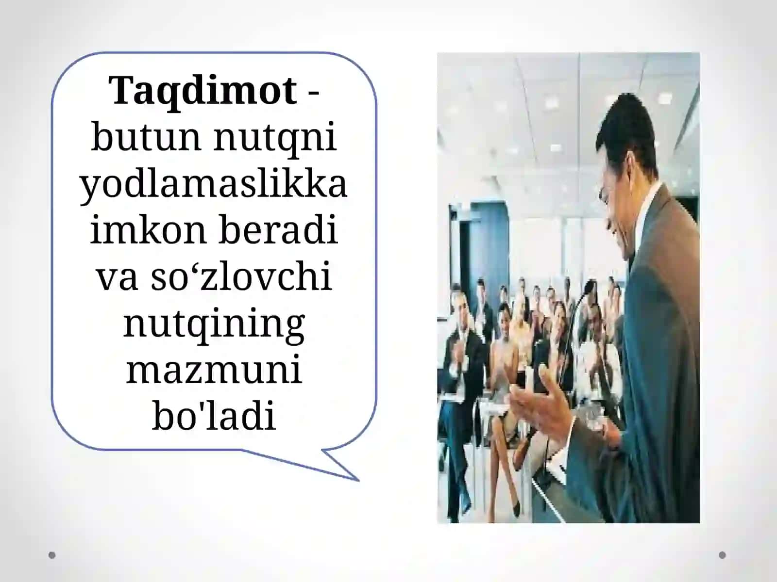 TAQDIMOT. TAQDIMOTNING TURLI QISMLARINI LOYIHALASH 4