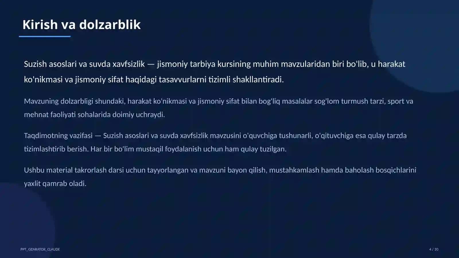 Suzish asoslari va suvda xavfsizlik (6-sinf) 4